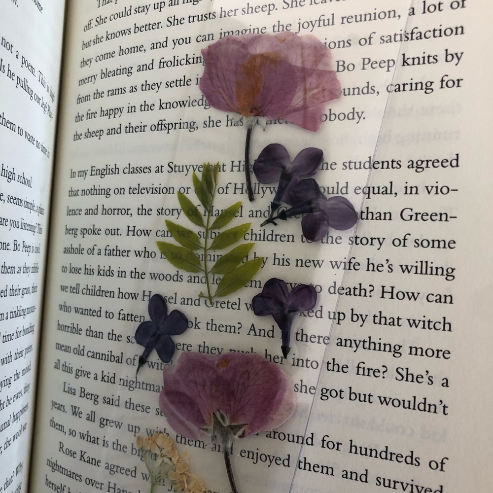 Pressed flowers bookmark